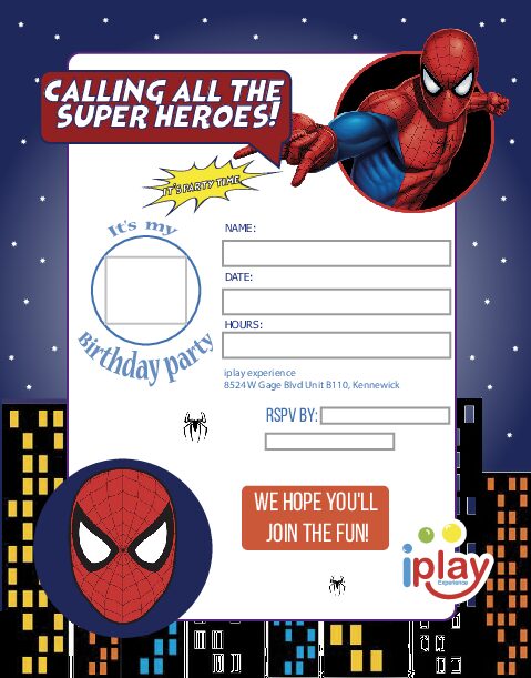 invitations- iplay experience Spider Man
