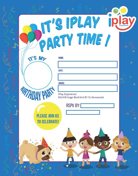 iplay experience party invitation editable